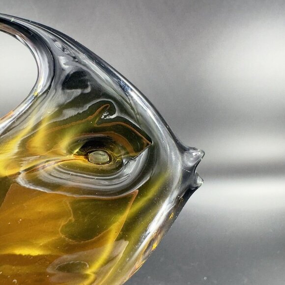 Venetian Hand Blown Fish Art Glass Figurine Hand Made In Italy Amber Smokey VTG - Picture 2 of 14